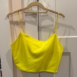 Alice + Olivia yellow Cowl Neck Crop Top, Large